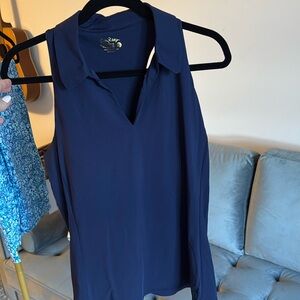 Lilly Pulitzer Luxletic Navy Lakelyn Bra Polo UPF 50+ NWT Size L